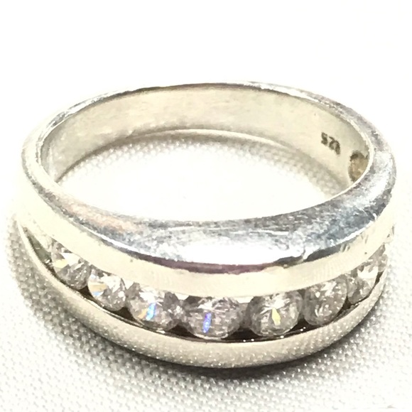 Silver 935 ring with diamond accent rc-28 - Picture 2 of 5